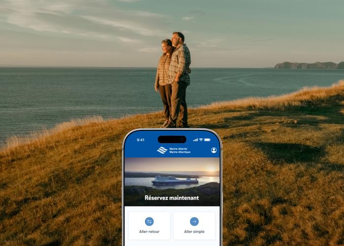 couple with a mobile phone overlay