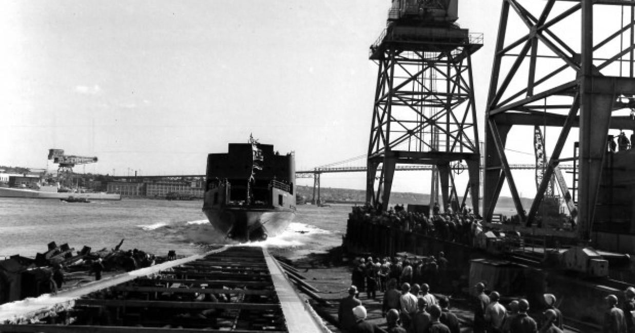 the original Confederation being launched into the water