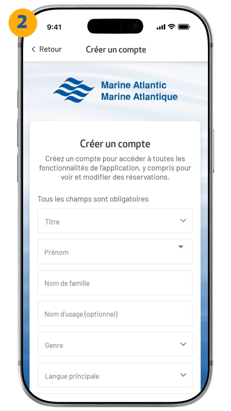 create an account screen shown