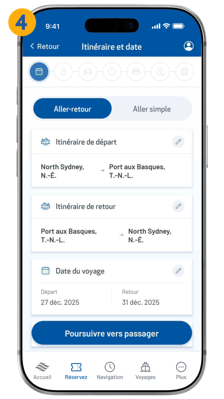 booking type screen